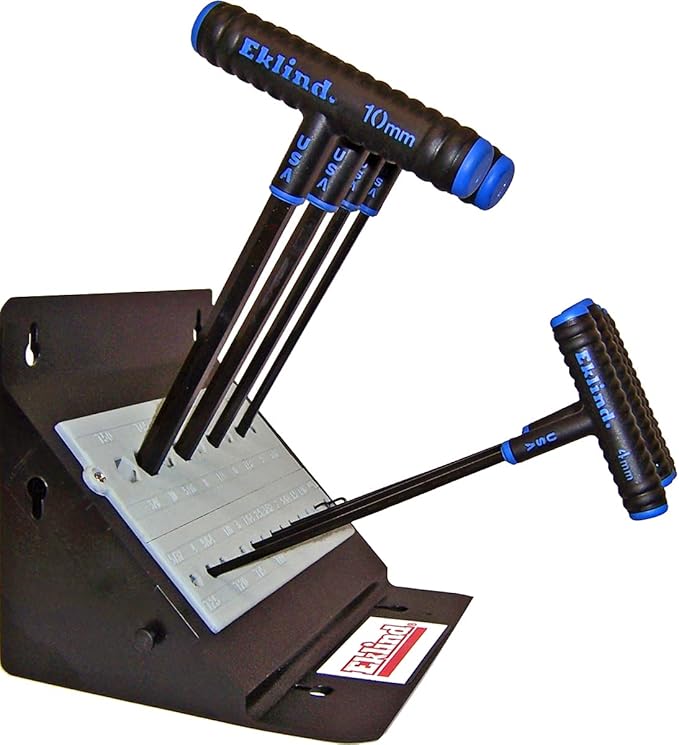 EKLIND 64811 Power-T Handle Ball-Hex Key allen wrench- 8pc set Metric MM size 2-10 9in shaft Stand