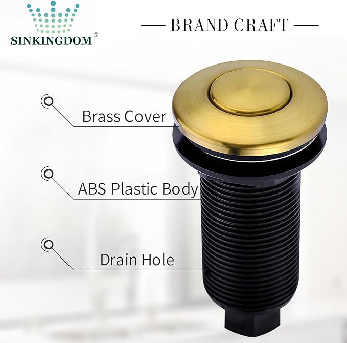 Garbage Disposal Air Switch Kit with with Long Button, Champagne Bronze (Brass Cover)