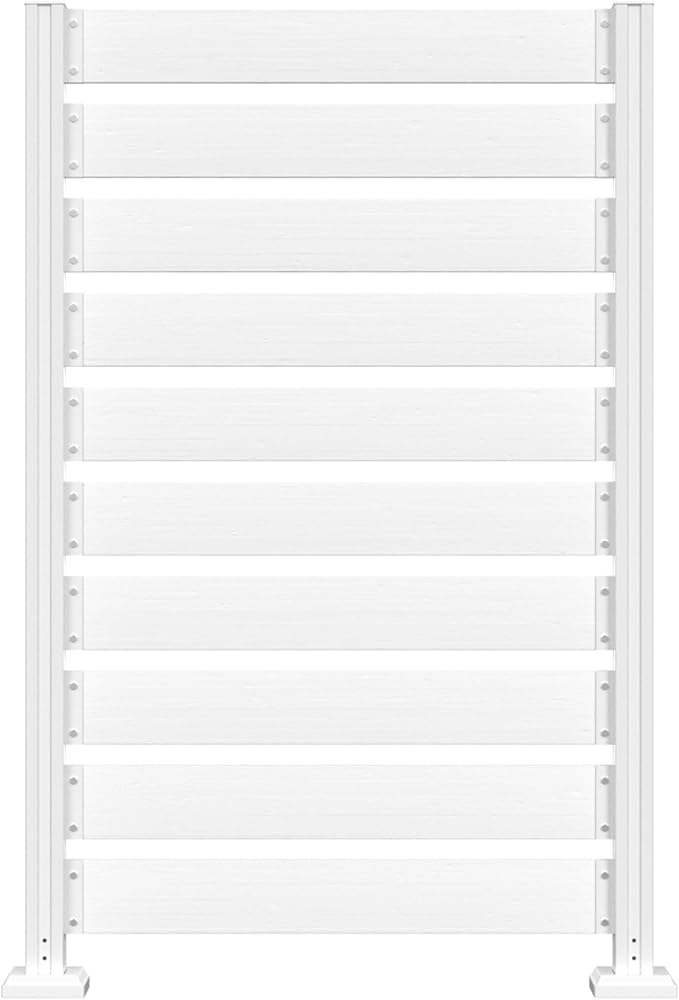 MUPATER 5ft × 3.3ft Wooden Privacy Screen,Easy No-Dig Installation,Two Setup Methods,Aluminum Post,Outdoor Use on Hard Surfaces&Soil,Ideal for Hiding Trash Cans,Air Conditioner Fencing,White(1 Panel)