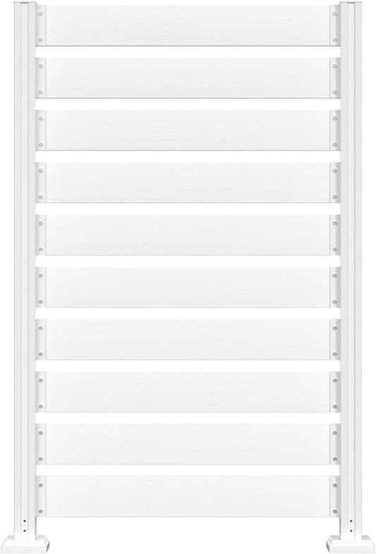 MUPATER 5ft × 3.3ft Wooden Privacy Screen,Easy No-Dig Installation,Two Setup Methods,Aluminum Post,Outdoor Use on Hard Surfaces&Soil,Ideal for Hiding Trash Cans,Air Conditioner Fencing,White(1 Panel)