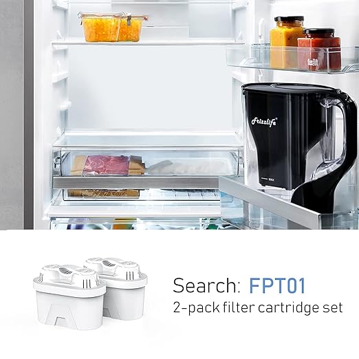 Frizzlife Water Filter Pitcher, Large 10 Cup Purifier with Filter Life Remind, Long Lasting, Adjustable Filtration Speed, Reduces Chlorine, Heavy Metals, Fluoride, Bad Taste & Odor, Dark