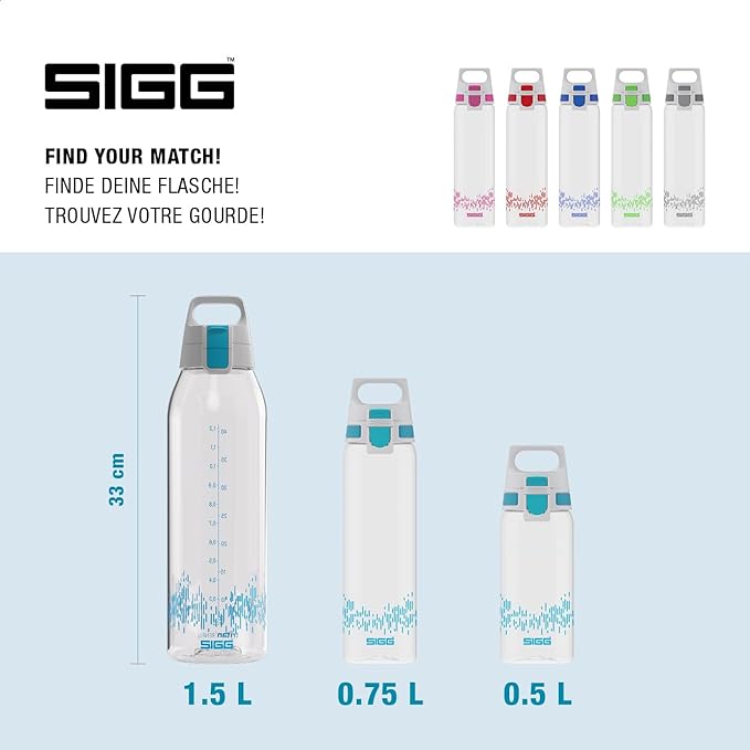 SIGG - Tritan Renew Transparent Water Bottle - Total Clear ONE MyPlanet - For Carbonated Beverages - Dishwasher Safe - With Fruit Strainer - Leakproof & Lightweight - BPA Free - 17 Oz / 25 Oz / 51 Oz