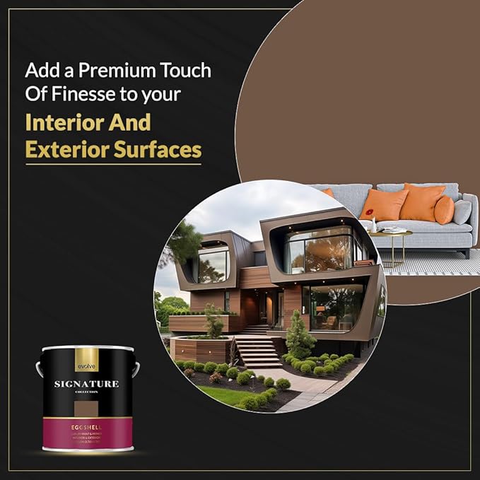 EVOLVE Signature Paint & Primer: Luxury Paint & Primer for Indoor & Outdoor Surfaces, Minimal Odor, Eggshell Sheen (Truffle Brown, 1 Gallon)