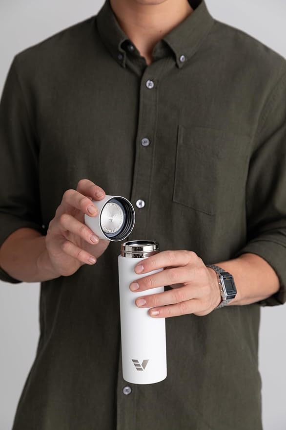 Mini Stainless Steel Water Bottle 14oz - Non-insulated | Designed for Bags | Slim, Lightweight & Stylish – White