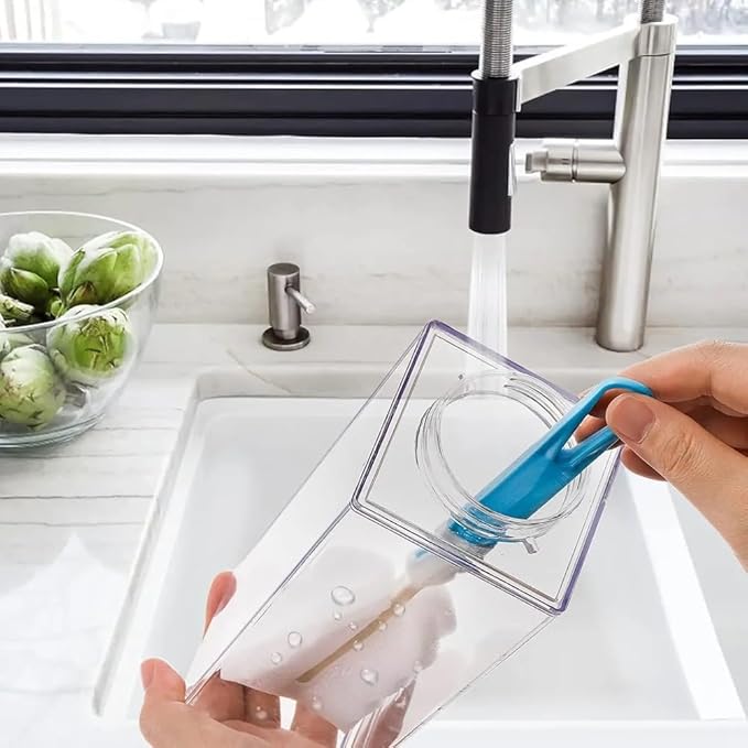 4 Pack Milk Carton Water Bottles 34oz/1000ml Leak Proof Plastic Water Bottle Reusable BPA Free Sports Water Bottle Carton Shaped Juice Milk Bottle for Gym Camping Hiking Travel Sports, Dishwasher Safe