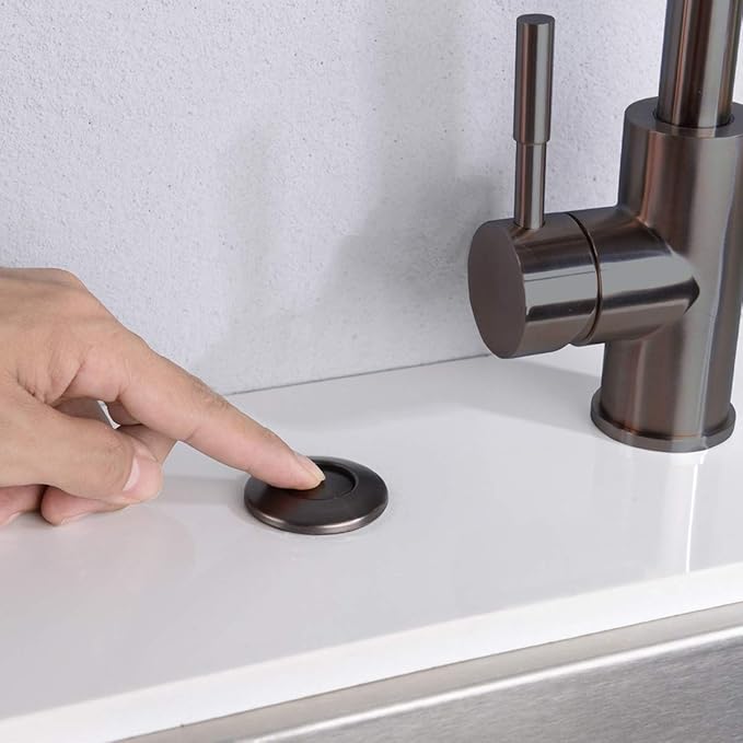 Garbage Disposal Air Switch Kit with with Long Button, Oil Rubbed Bronze (Brass Cover)