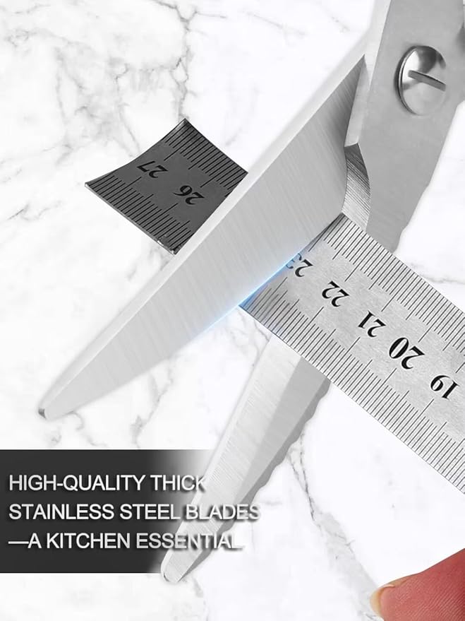 Enhanced Heavy-Duty Stainless Steel Kitchen Shears - Versatile & Ultra-Sharp Poultry Shears for Meat,Fish and Vegetables,Featuring Anti-Slip Handles and Safety Lock,Dishwasher Safe