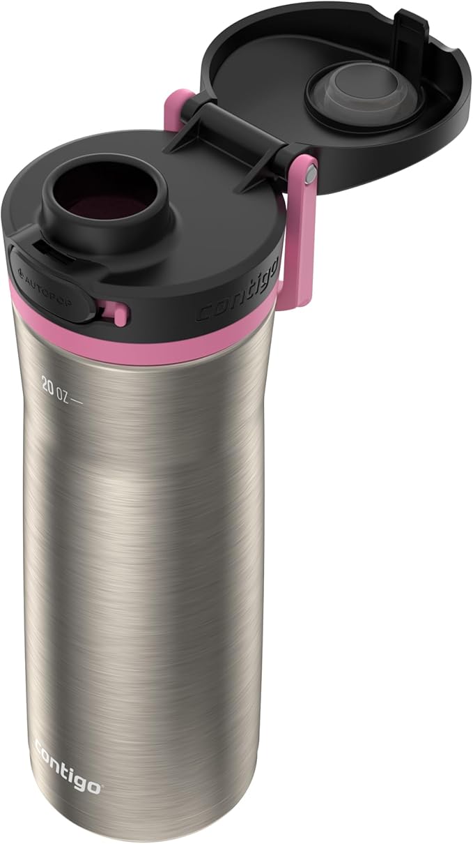 Contigo Jackson Water Bottle, 20 oz, Stainless Steel w/Azalea