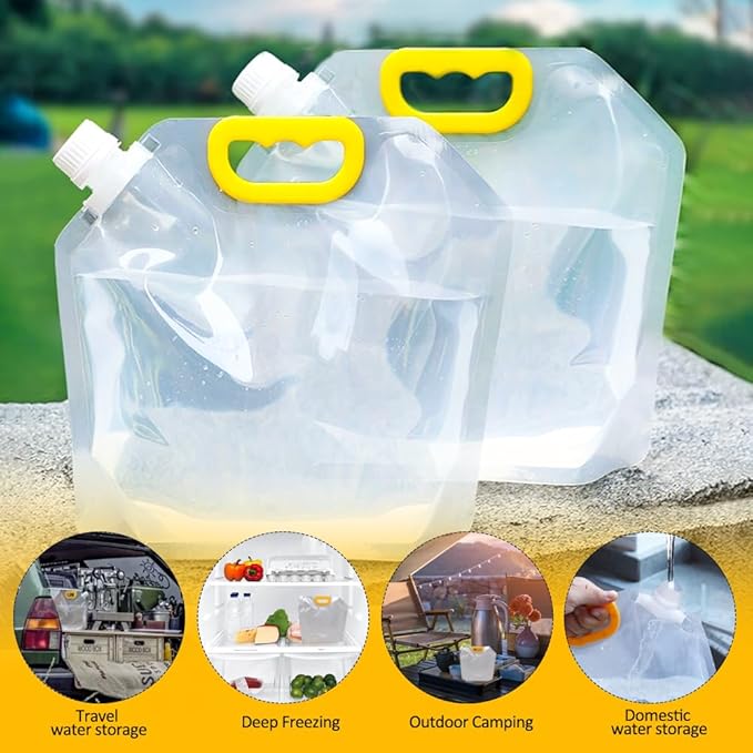 MODUODUO Collapsible Water Jug Container Bag 5pcs Outdoor Folding Water Bag with Handle for Catered Events, Camping, or Hiking (0.67 gal)
