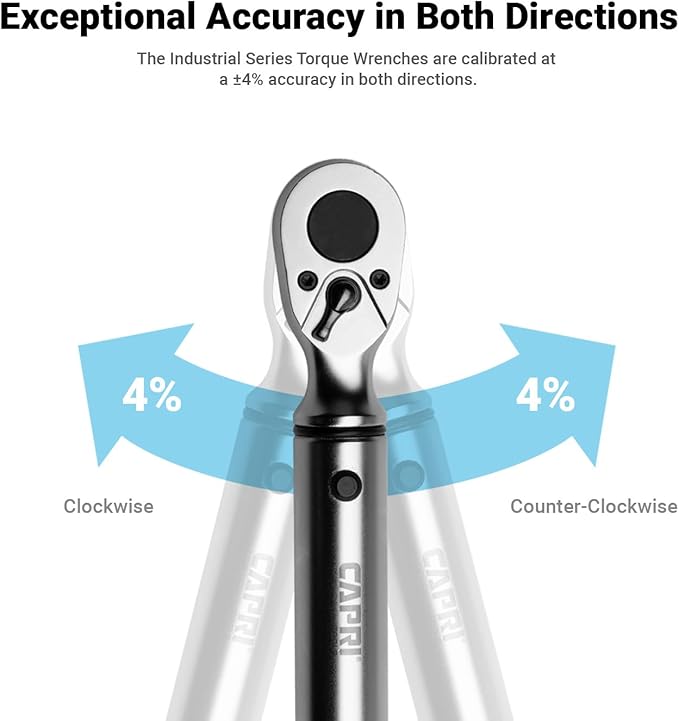 Capri Tools 31202-250FL 30-250 Foot Pound Industrial Torque Wrench, 1/2" Drive, Matte Chrome