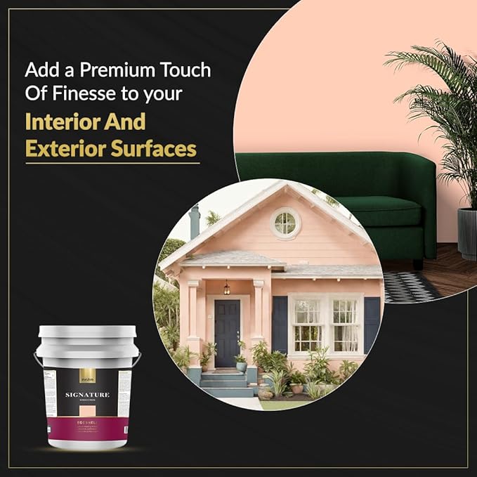 EVOLVE Signature Paint & Primer: Luxury Paint & Primer for Indoor & Outdoor Surfaces, Minimal Odor, Eggshell Sheen (Exotic Peach, 5 Gallon)