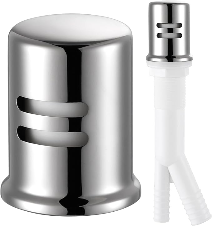 Dishwasher Air Gap Cover, Dishwasher Air Gap Cap for Kitchen Sink, Solid Brass Dishwasher Overflow Vent Cap Replacement Kit, Polished Nickel