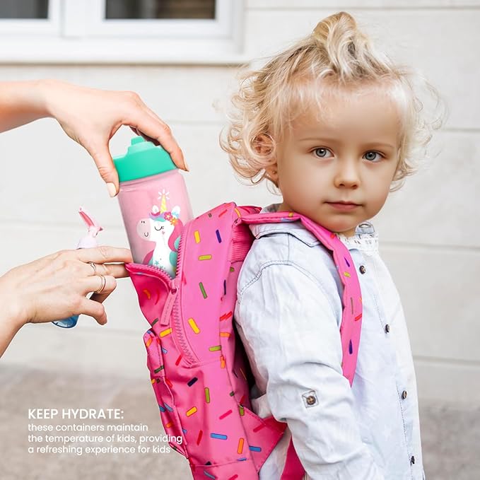 Unicorn Water Bottle - Kids Water Bottle with Straw Lid - 12 Oz Insulated Stainless Steel Water Bottles for Toddlers Kid Girls - Travel Cup for School Sports