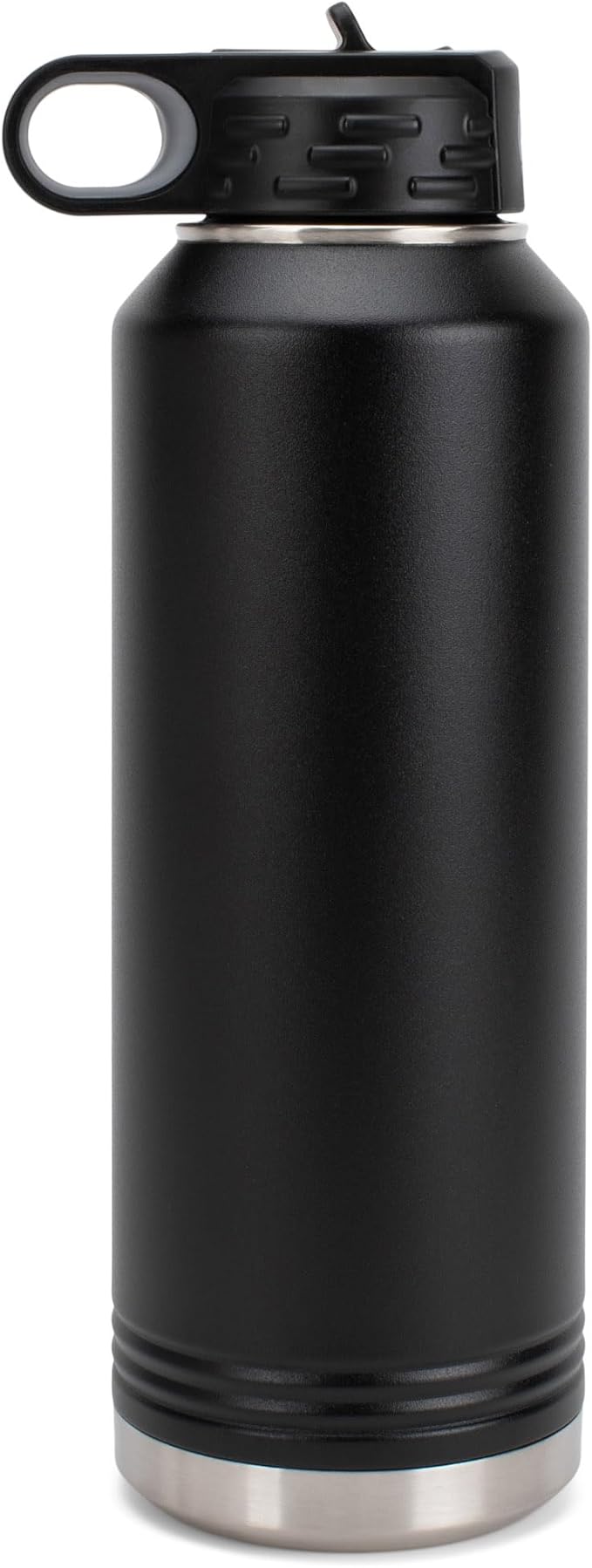 Elanze Designs Dog Dad Pawprint Black 32 ounce Stainless Steel Water Bottle With Straw
