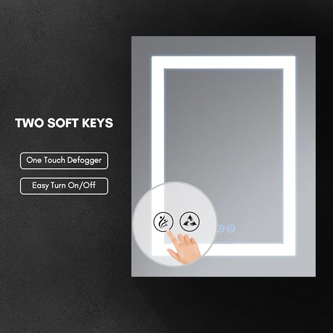 Blossom LED Lighted Medicine Cabinet Mirror for Bathroom 20x26 Inch - Right Hinge Recessed/Surface Mount - LED Mirror Cabinet with Lights - Defogger/3 Color Dimmer - Perfect Makeup Vanity