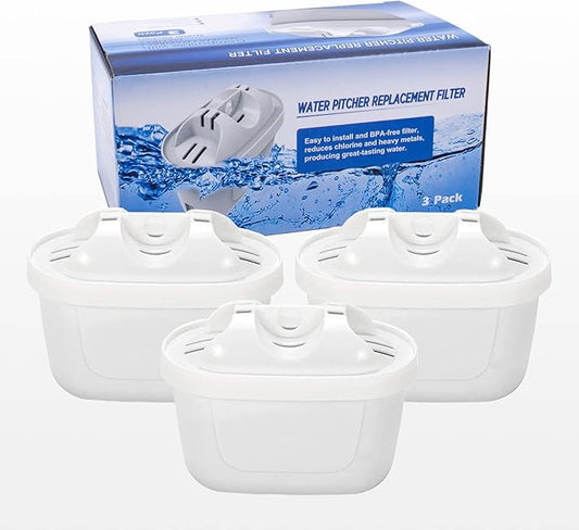 Replacement Filter Compatible with Brita Mavea 1001122,Maxtra,Maxtra+ and LEVOIT Pitcher Water Filter cartridges with Lead&Arsenic Removal (Pack of 3)