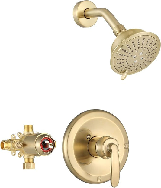 PARLOS Shower Faucet with Valve, Single-Handle Shower Trim Kit with 5-Spray Touch-Clean Shower Head, Wall Mounted Shower Faucets Sets Complete, 1436708