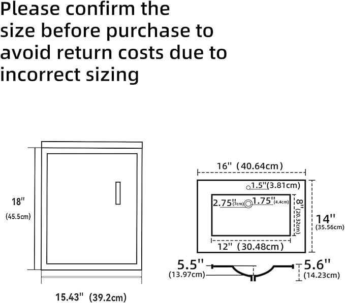 16'' Bathroom Vanity with Ceramic Sink Combo, Wall Mounted Small Bathroom Vanity with Soft-Close Door Modern Floating Cabinet, Pop-up Drain, P-Trap Included, Gray(No Faucet)