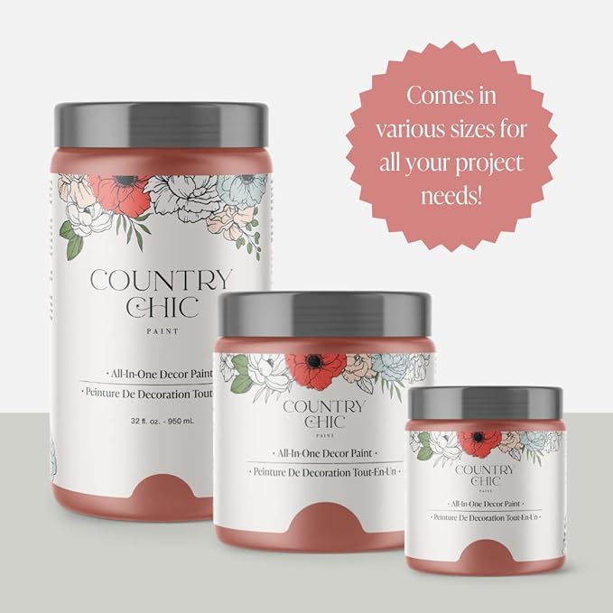Country Chic All-in-One Chalk Paint for Furniture, Cabinets, Home Decor, Eco-Friendly, Matte Finish, Built-In Primer & Top Coat for Wood, Metal - Peachy Keen (Coral Pink) - Pint 16 oz (475 ml)