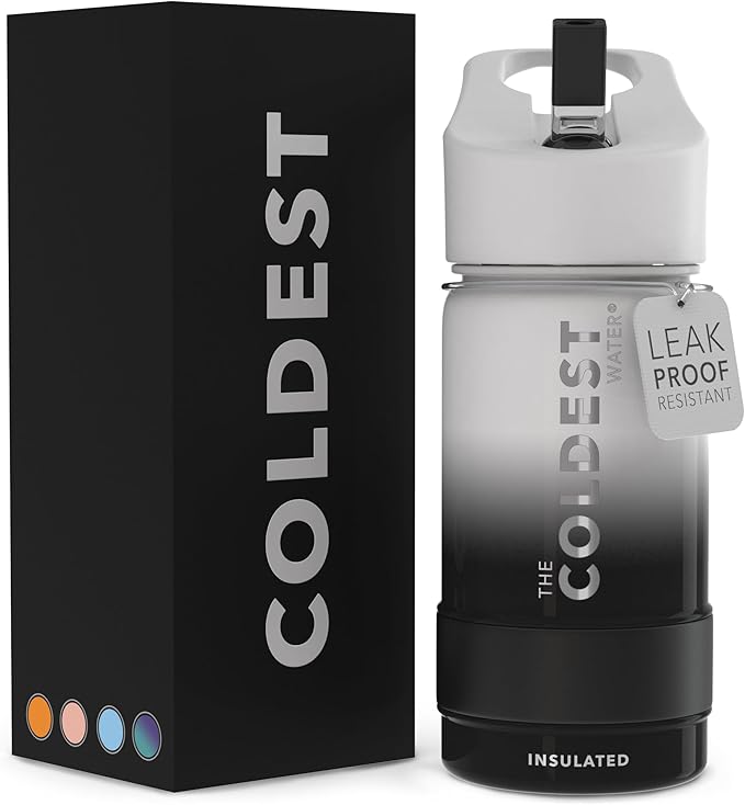 Coldest Sports Water Bottle - Straw Lid Bottle with Handle Leak Proof, Vacuum Insulated Stainless Steel, Double Walled, Thermo Mug, Metal | Hyperspace 14 oz