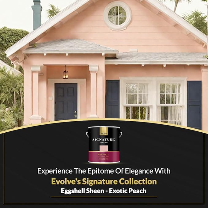 EVOLVE Signature Paint & Primer: Luxury Paint & Primer for Indoor & Outdoor Surfaces, Minimal Odor, Eggshell Sheen (Exotic Peach, 1 Gallon)