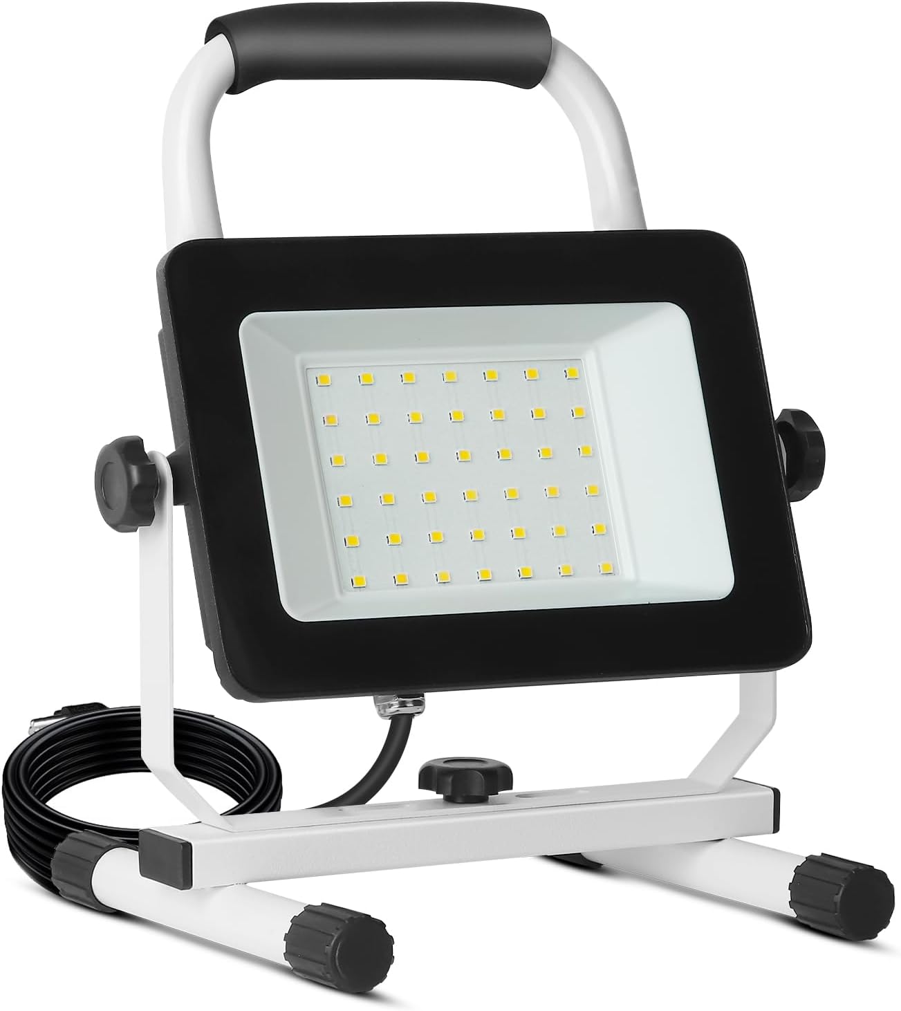 UFOND 4000 Lumen LED Work Light with Stand,40W Waterproof Portable Flood Lights, Worklight Brightness Angle Adjustable, with Switch Power Cord, Suitable for Construction Sites, Garage Workshop