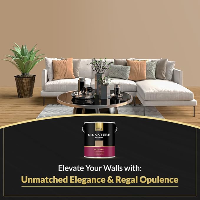 EVOLVE Signature Paint & Primer: Luxury Paint & Primer for Indoor & Outdoor Surfaces, Minimal Odor, Eggshell Sheen (Café Latte Brown, 1 Gallon)