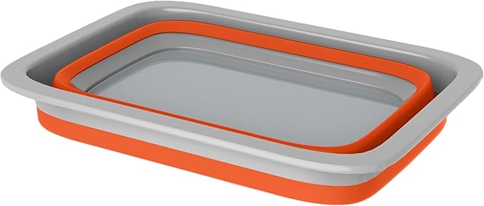 Collapsible Ice Bucket - 7.27-Liter Portable Outdoor Multi-Use Basin, Dish Tub, and Storage Basket for Camping and Tailgating by Wakeman (Orange)