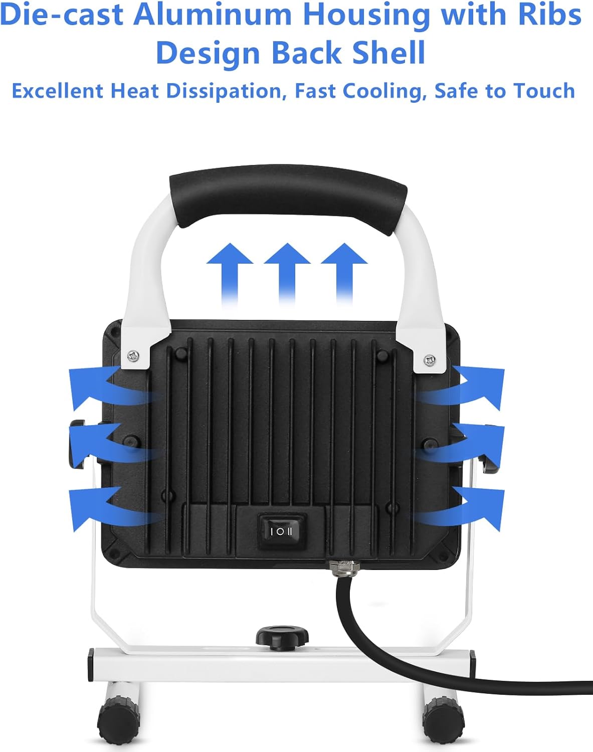UFOND 4000 Lumen LED Work Light with Stand,40W Waterproof Portable Flood Lights, Worklight Brightness Angle Adjustable, with Switch Power Cord, Suitable for Construction Sites, Garage Workshop