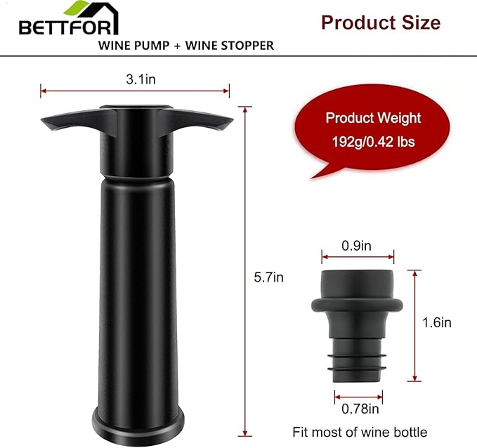 Wine Saver Pump with 4 Vacuum Wine Stoppers, Wine Bottle Stoppers with Food Grade Silicone Leak proof Keep Fresh Suitable for All Standard Wine Bottles