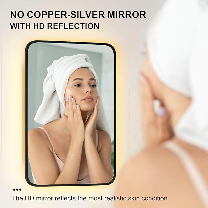 Recessed Medicine Cabinet for Bathroom Medicine Cabinets with Mirror,3-Color Backlight Lighted Medicine Cabinet with Lights,Black Mirrored Medicine Cabinets Wall Mounted 20x30