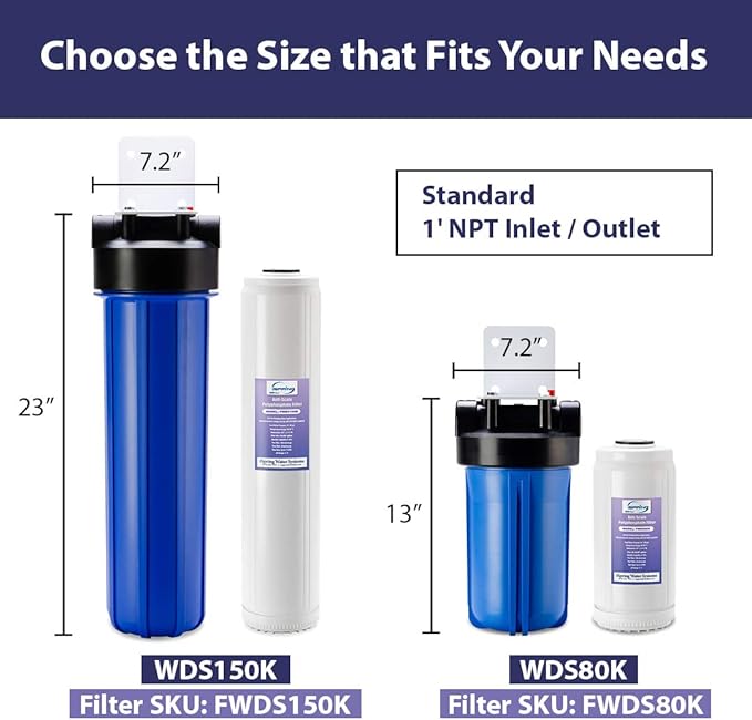 iSpring WDS80K Anti-Scale 10" x 4.5" Whole House Water Filter with Patented Scale Inhibitor