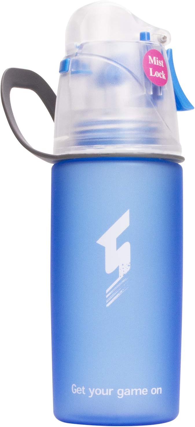 Misting Water Bottle, Spray Mist Sports Bottle for Outdoor Sport Hydration and Cooling Down, BPA-Free Misting Water Bottle with Unique Mist Lock Design (Blue-16oz)