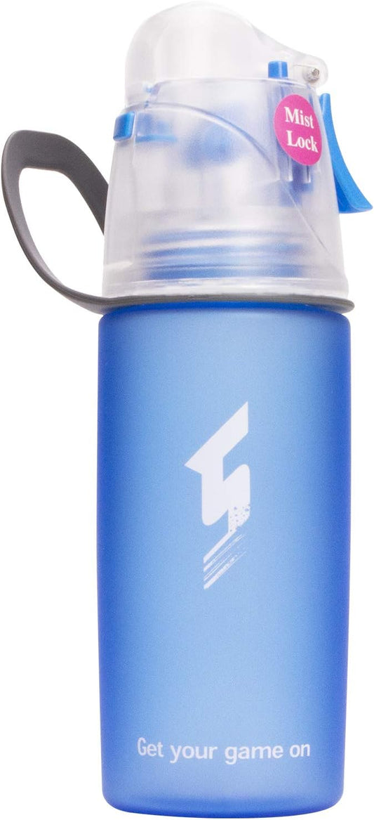 Misting Water Bottle, Spray Mist Sports Bottle for Outdoor Sport Hydration and Cooling Down, BPA-Free Misting Water Bottle with Unique Mist Lock Design (Blue-16oz)