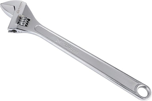 Olympia Tools 24" Adjustable Wrench, Heavy Duty Drop Forged Steel, Chrome Plated, Precision Machined Jaws, Rust Resistant