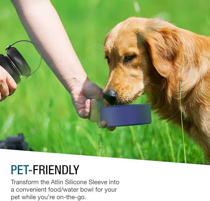 Atlin Silicone Sleeve [Large], Protective Bottle Rubber Bottom Compatible with Hydro Flask, Durable Anti-Slip Boot Cover for Stainless Steel Water Cup, Portable Pet Bowl [Dishwasher Safe] Cobalt