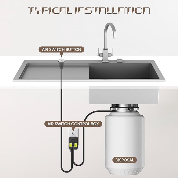 Garbage Disposal Air Switch Kit Sink Top Waste Disposal Stainless Steel Polished On/Off Air Button Food and Waste Disposals Part by Etoolcity, UL Listed