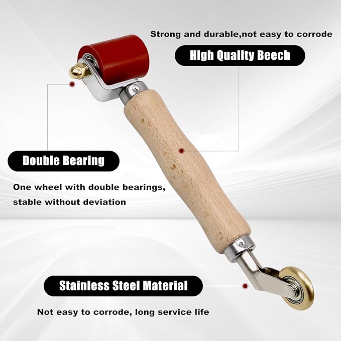 Seam Roller 40mm Silicone Seam Roller/6mm Brass Detail Penny Roller,Smoothing Combo Seam Roller Tool for PVC/TPO/EPDM Single Ply Roofing Tools and Tape Hot Air Tools(2 Pcs)