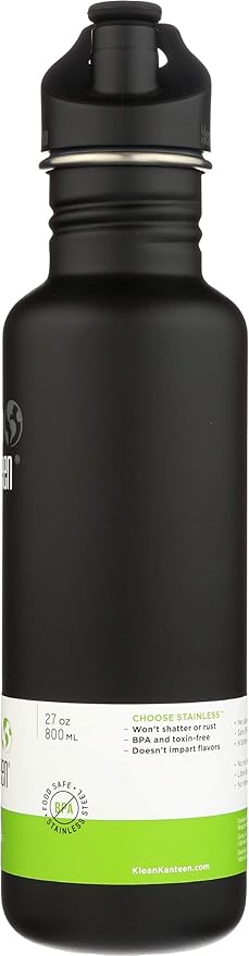 Klean Kanteen Classic Stainless Steel Singel Wall Non-Insulated Water Bottle with Sport Cap