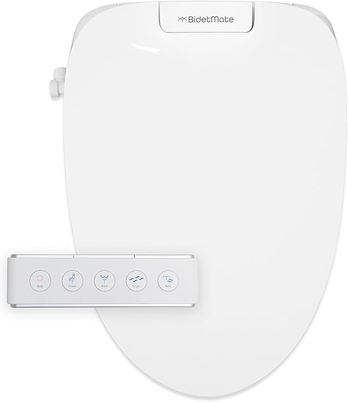 BidetMate 3500 Series Electric Bidet with Dryer, Heated Smart Toilet Seat with Automatic Opening and Closing Lid & Seat, Unlimited Heated Water, Remote, Warm Air Dryer, and Self-Cleaning - Elongated