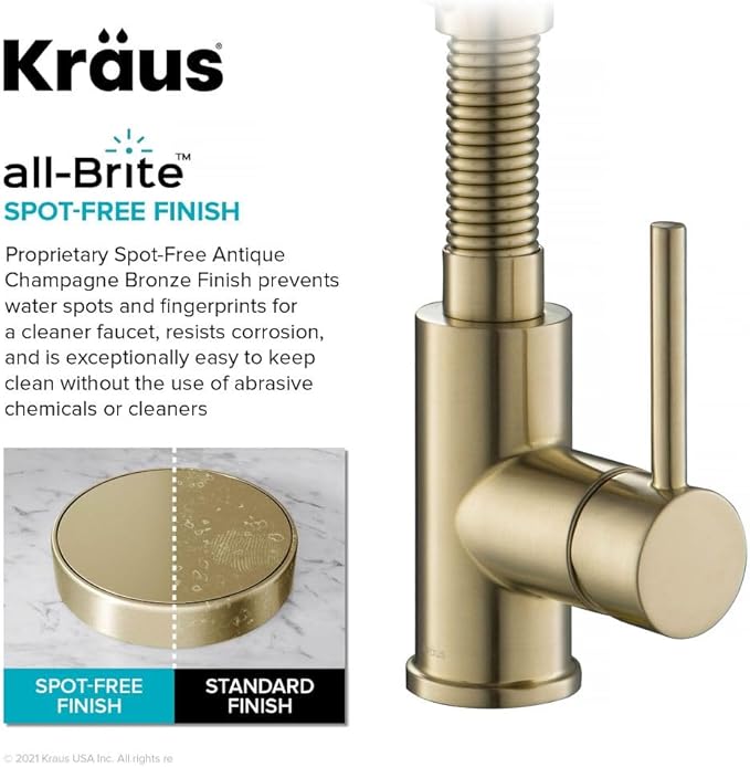 Kraus KFF-1610SFACB Bolden 2-in-1 Commercial Style Pull-Down Single Handle Filter Kitchen Faucet for Reverse Osmosis or Water Filtration System, Spot Free Antique Champagne Bronze