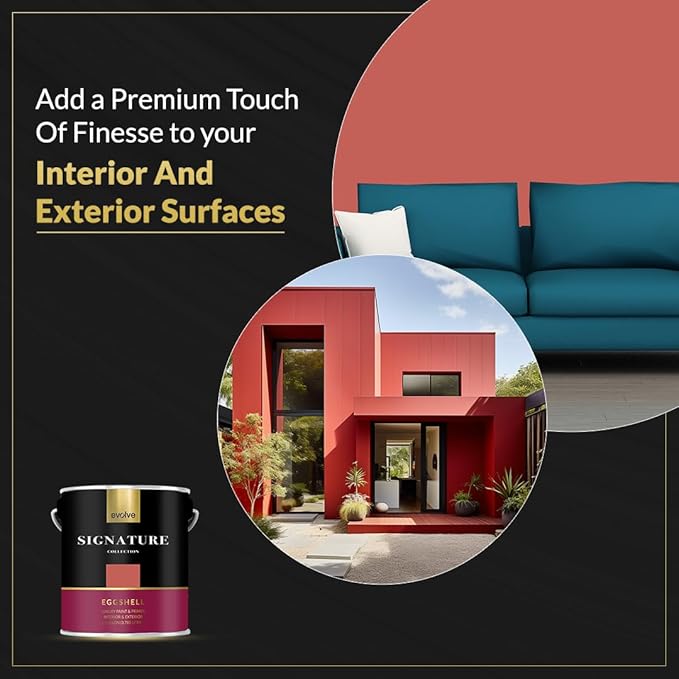 EVOLVE Signature Paint & Primer: Luxury Paint & Primer for Indoor & Outdoor Surfaces, Minimal Odor, Eggshell Sheen (Claycourt Red, 1 Gallon)