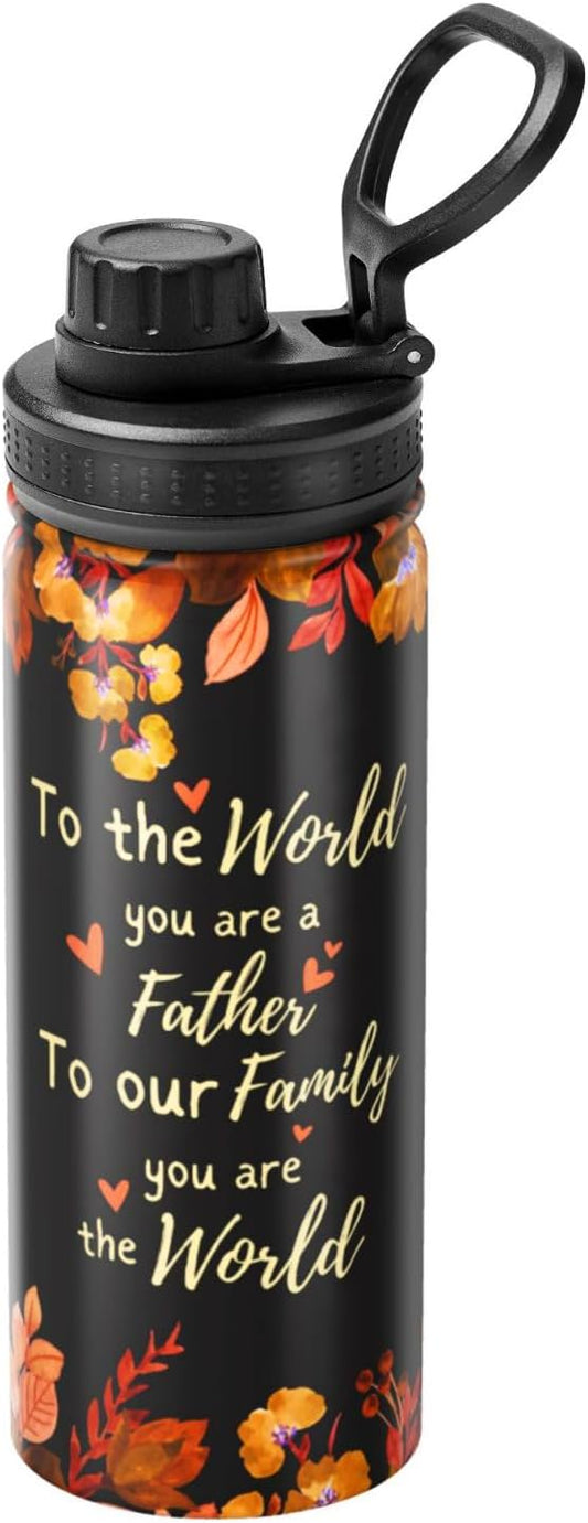 Cerburny Water Bottle Dad Father 18 oz Stainless Steel Insulated Bottles With Lid Wide Mouth Gym Sport Water Jug For Men Adult