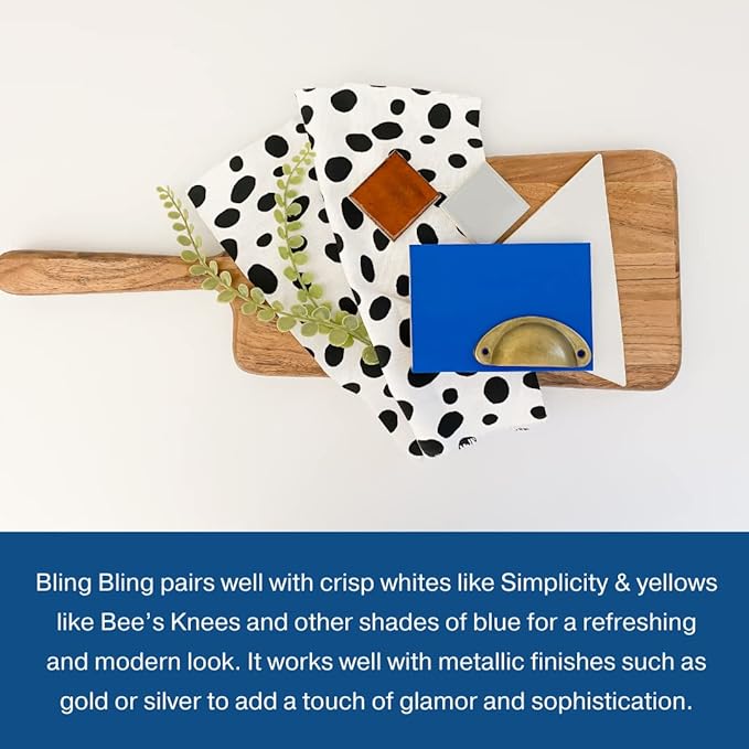 Country Chic All-in-One Chalk Paint for Furniture, Cabinets, Home Decor, Eco-Friendly, Matte Finish, Built-In Primer & Top Coat for Wood, Metal - Bling Bling (Royal Blue) - 4 oz (118 ml)