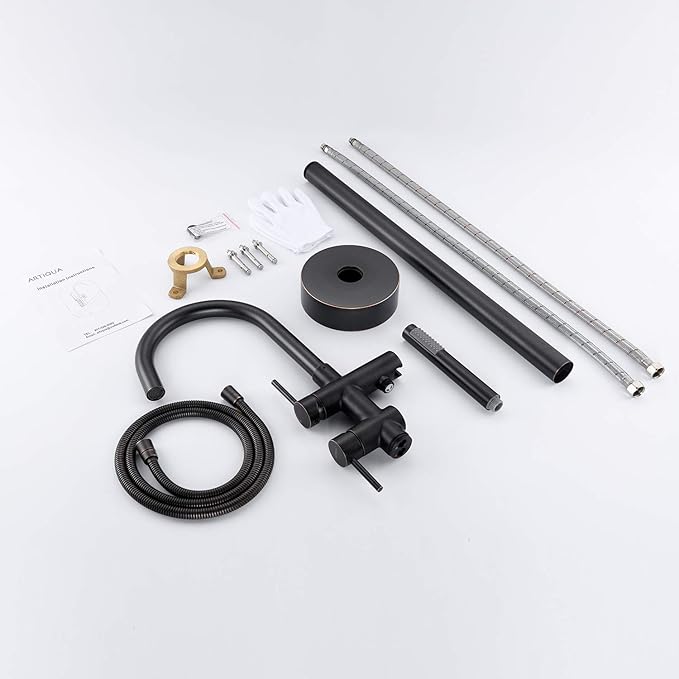 Freestanding Tub Filler Bathtub Faucet Oil Rubbed Bronze Floor Mount Brass Faucets with Hand Shower