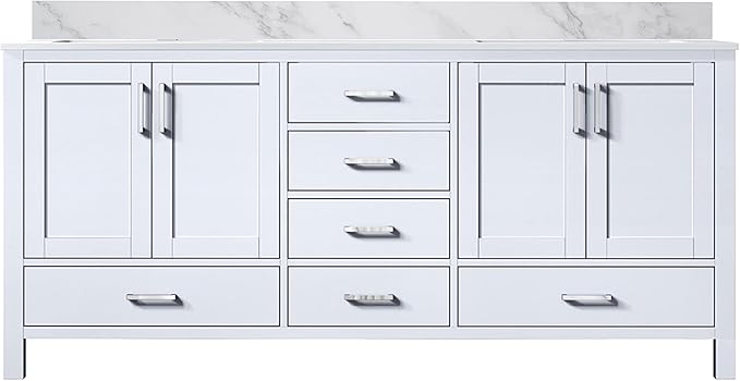 Big Sur 72 in. W x 22 in. D White Double Bath Vanity and Carrara Marble Top