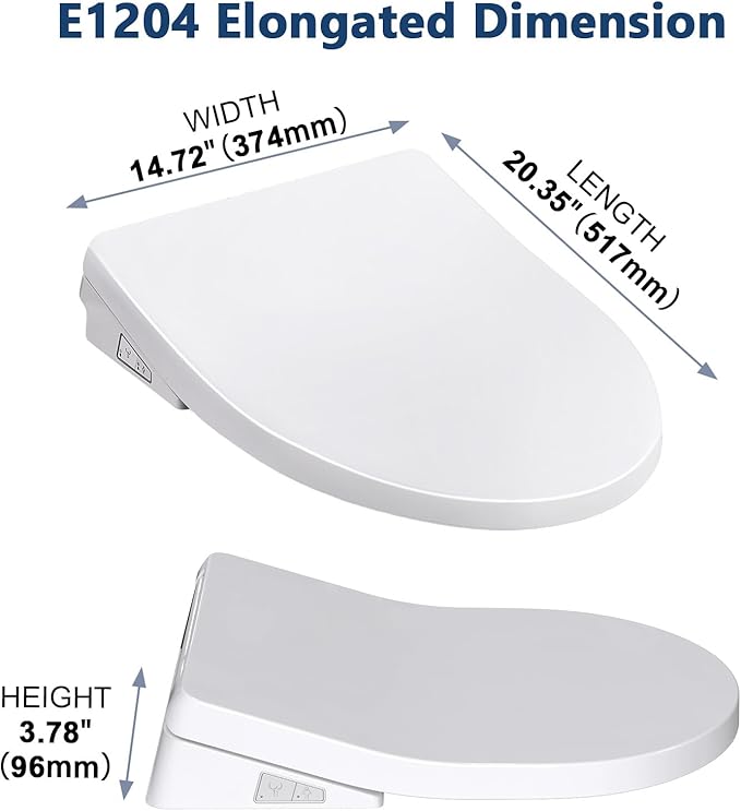 Bidet Toilet Seat, Elongated Smart Heated Toilet Seat, EWATER Wand Cleaning & LED Nightlight Design, Endless Warm Water, Warm Dryer, Deodorizer, 2 Control Method