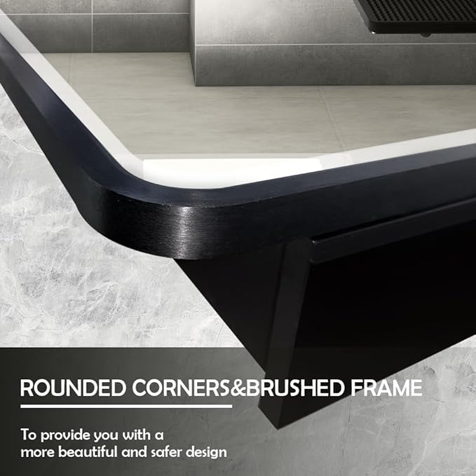 16×26inch Medicine Cabinet,Mirror Cabinet with Beveled Mirror,Solf Close Hinge,Brushed Metal Framed,Detachable Side Plate for Recess Mount or Surface Mount,Black