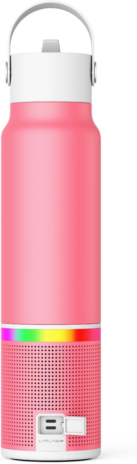 Smart Water Bottle with Premium Bluetooth Speaker, Portable Charger, LED Light, Hands-Free Mic, Insulated Stainless Steel, Straw Lid, BPA-Free, 20oz - Mix & Match Colorways