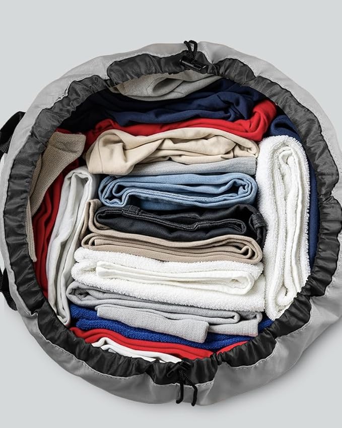 Laundry Bag with Shoulder Straps and Mesh Pocket Laundry Backpack Large Portable Laundry Hamper for College Laundromat Apartment